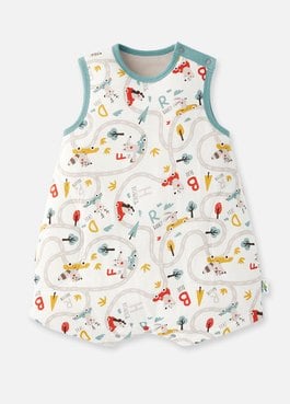 抗菌防踢被(薄款0-24M)釦子款-森林碰碰車