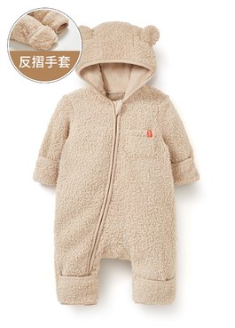 新生兒造型絨毛拉鍊長袖連身衣