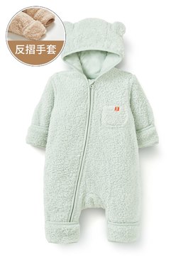 新生兒造型絨毛拉鍊長袖連身衣