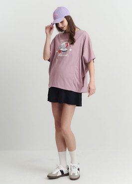 涼感麻料孕婦短褲 - 深藍