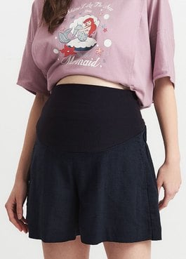 涼感麻料孕婦短褲