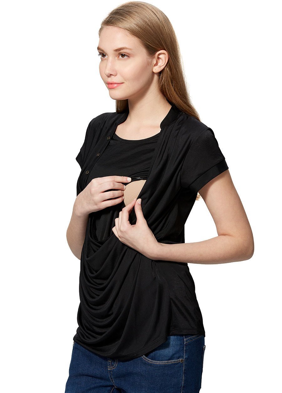 冰絲垂領孕婦裝.哺乳衣