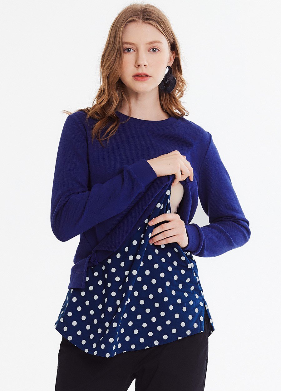 仿針織雙層孕哺上衣