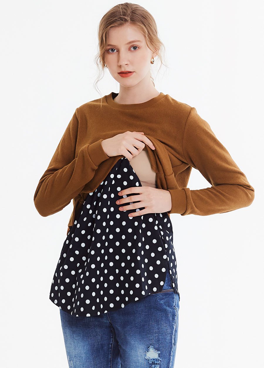 仿針織雙層孕哺上衣