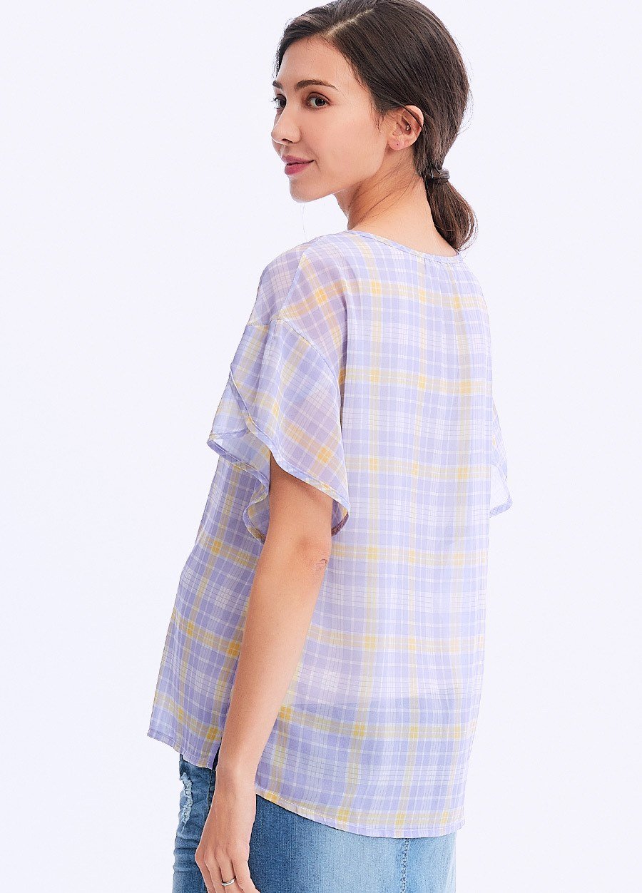 花苞袖哺乳平織衫(2件式)