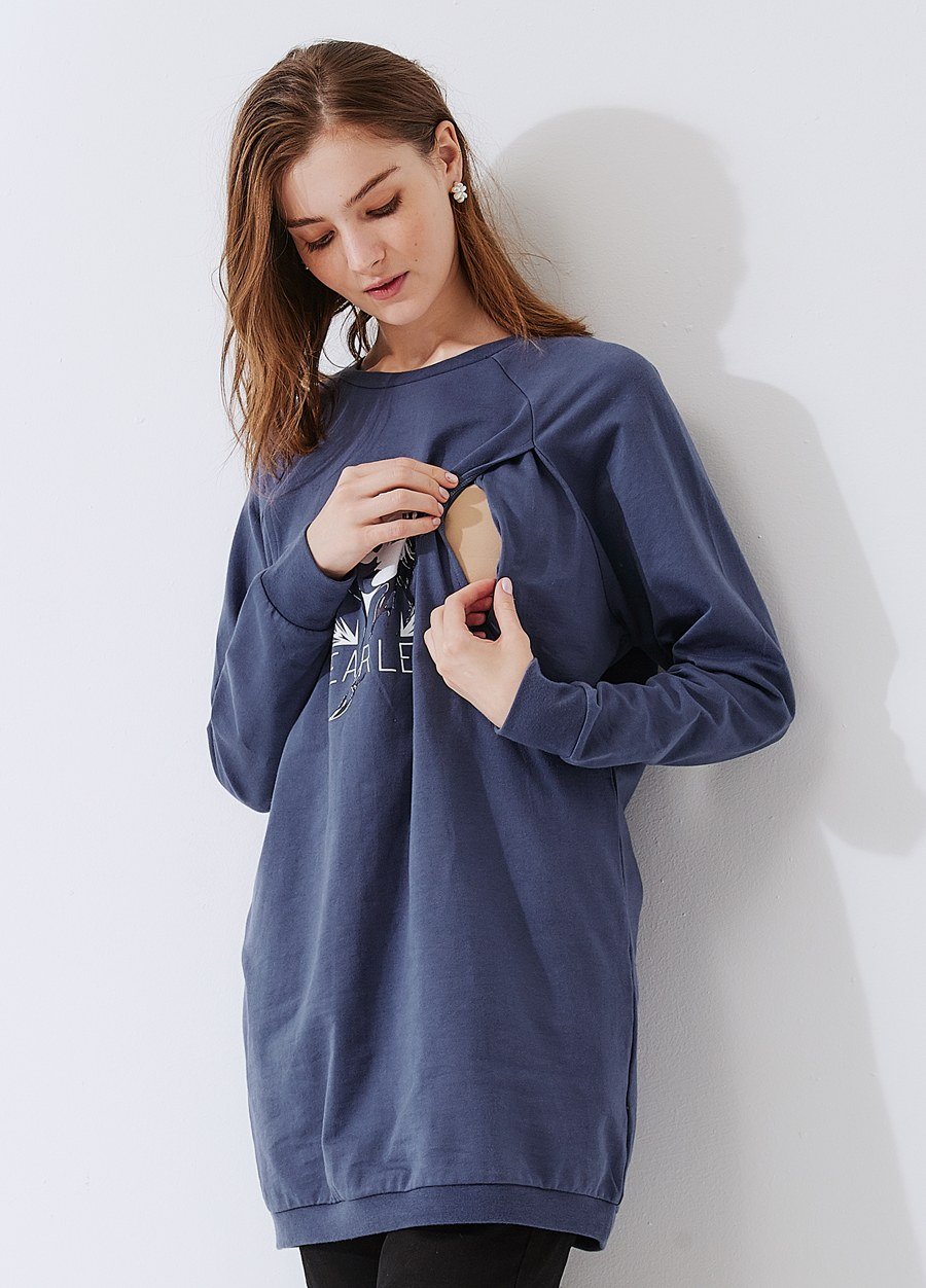 迪士尼冰雪奇緣寬鬆長版孕哺上衣