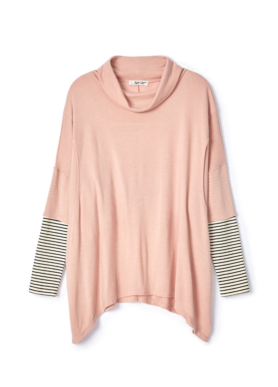 寬鬆垂領假兩件孕哺罩衫