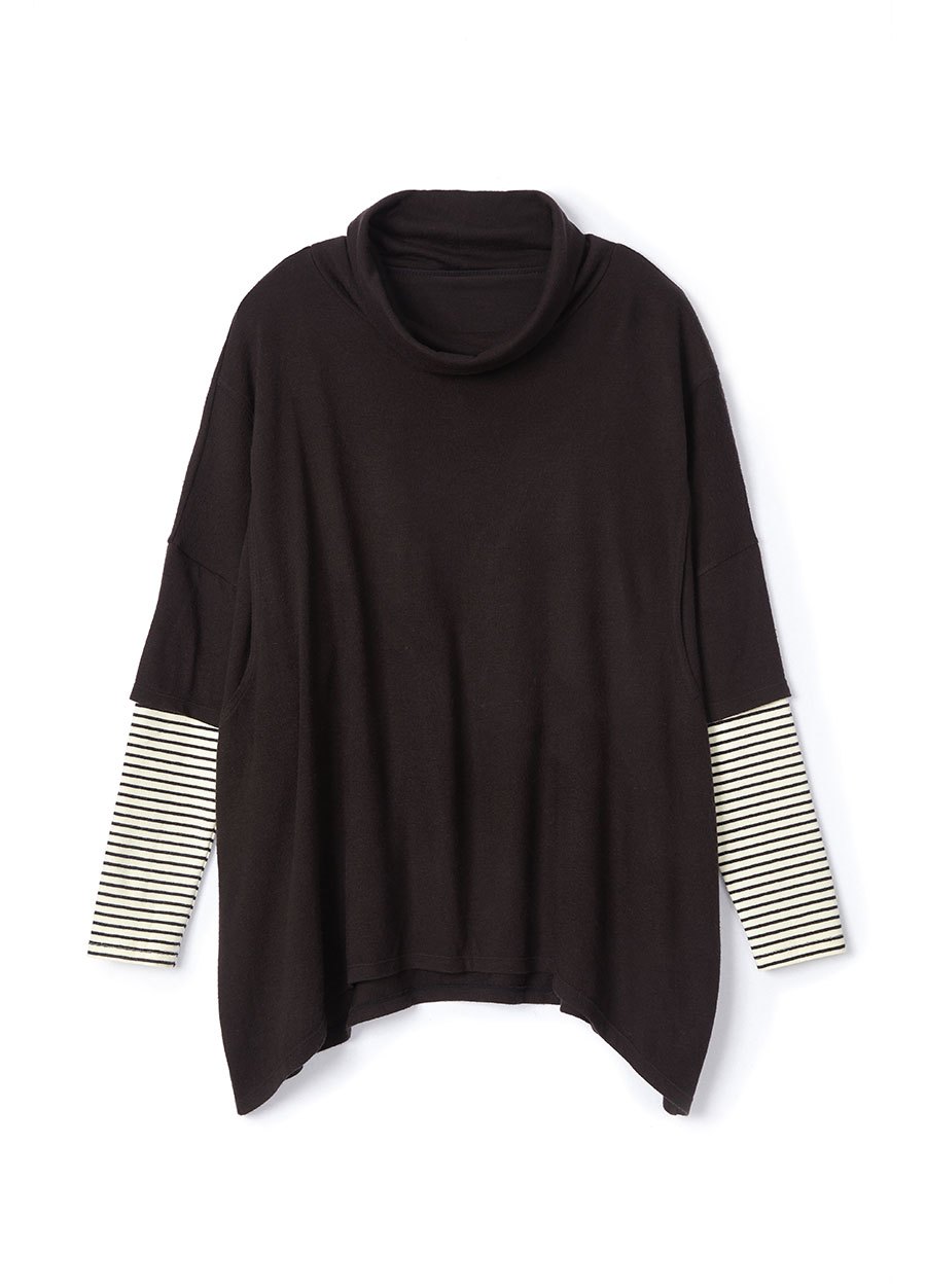 寬鬆垂領假兩件孕哺罩衫