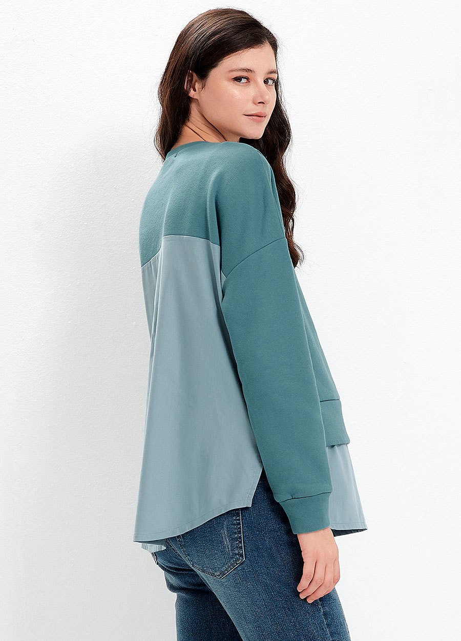 異材質拼接孕哺上衣