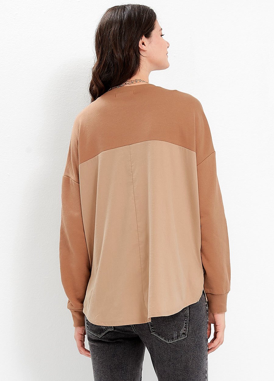 異材質拼接孕哺上衣