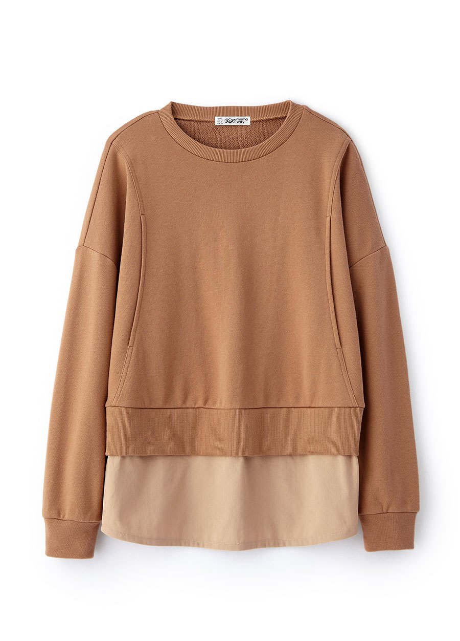 異材質拼接孕哺上衣