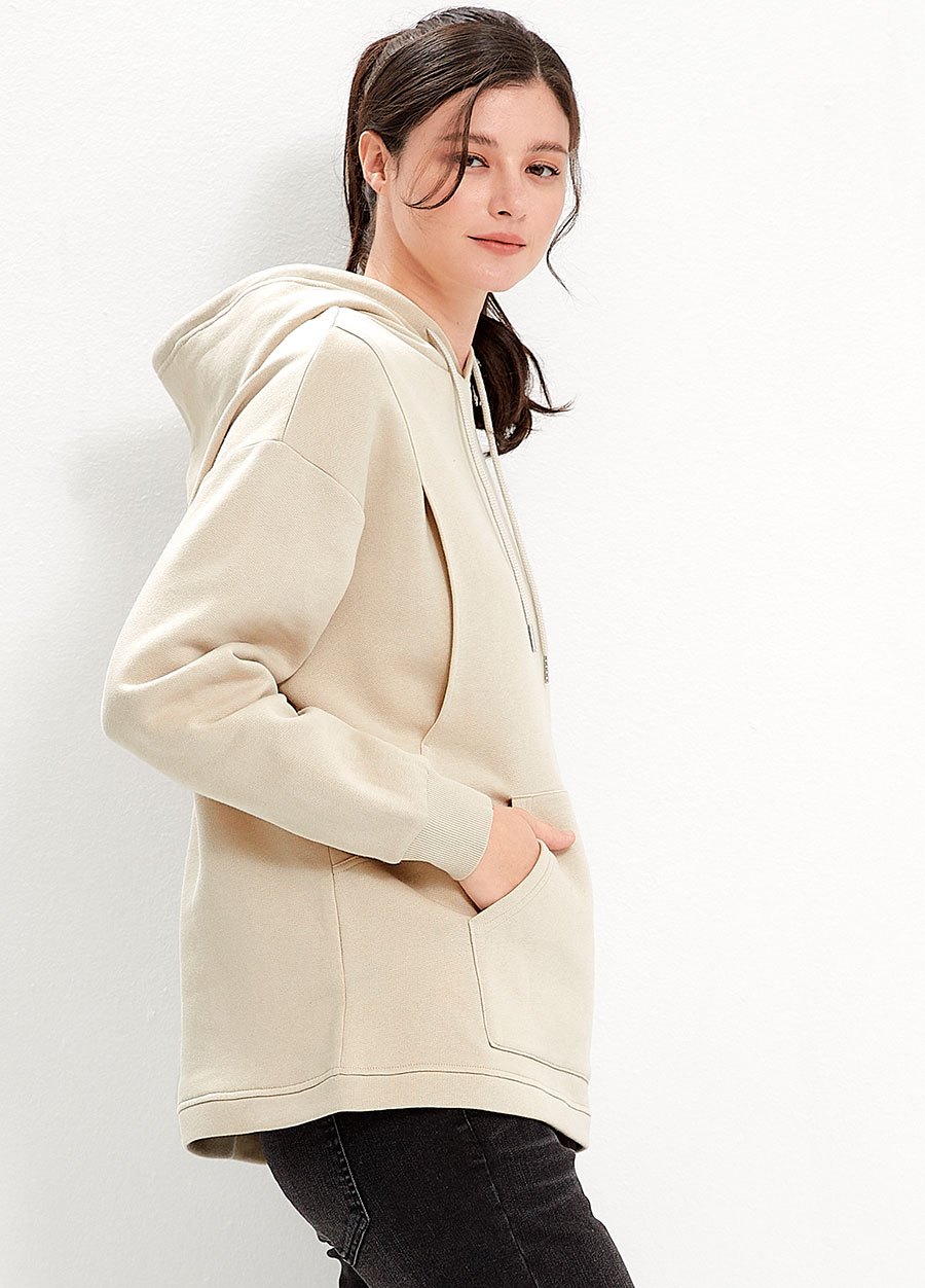 連帽刷毛寬鬆孕哺上衣