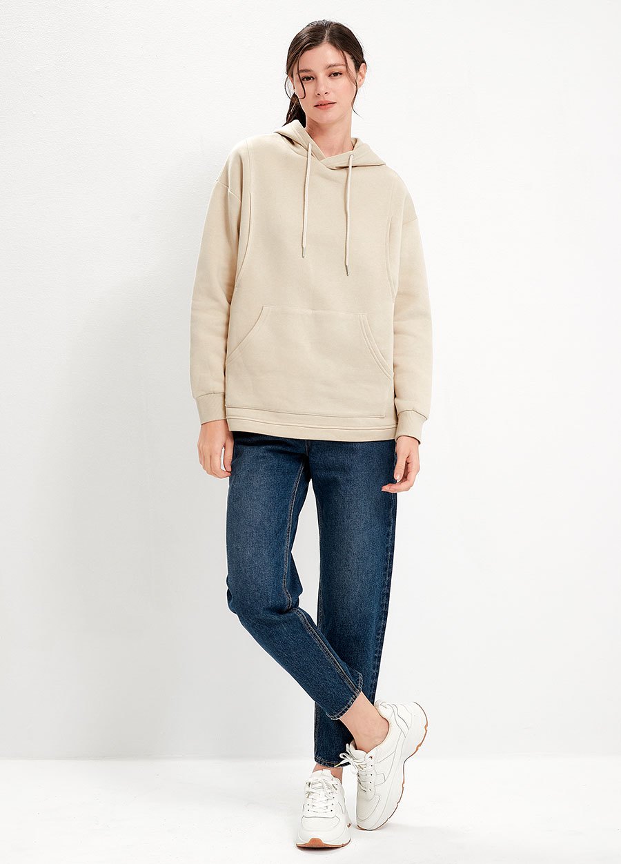 連帽刷毛寬鬆孕哺上衣