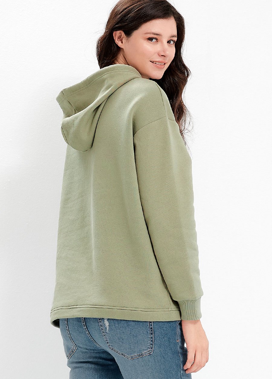 連帽刷毛寬鬆孕哺上衣