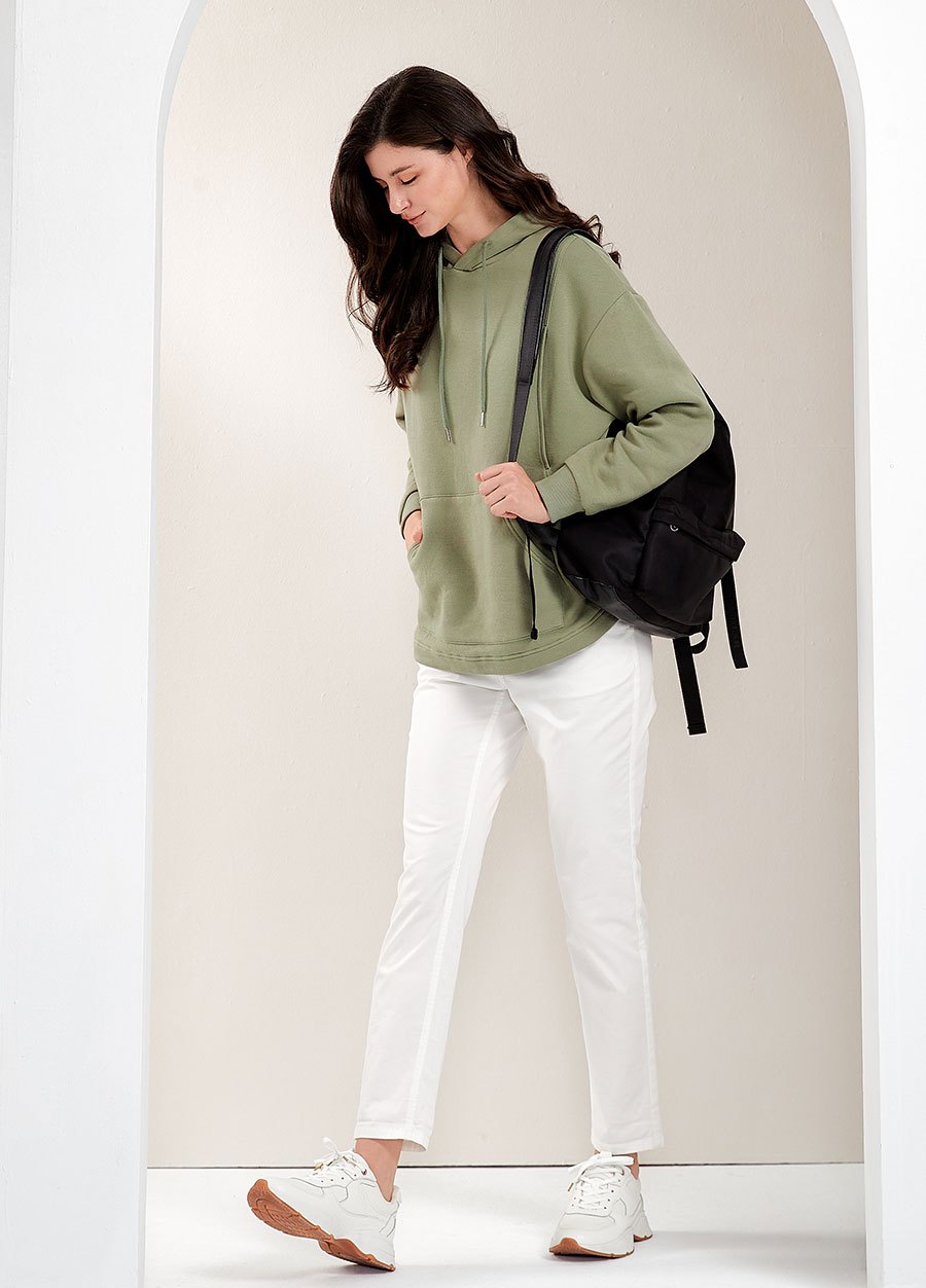 連帽刷毛寬鬆孕哺上衣