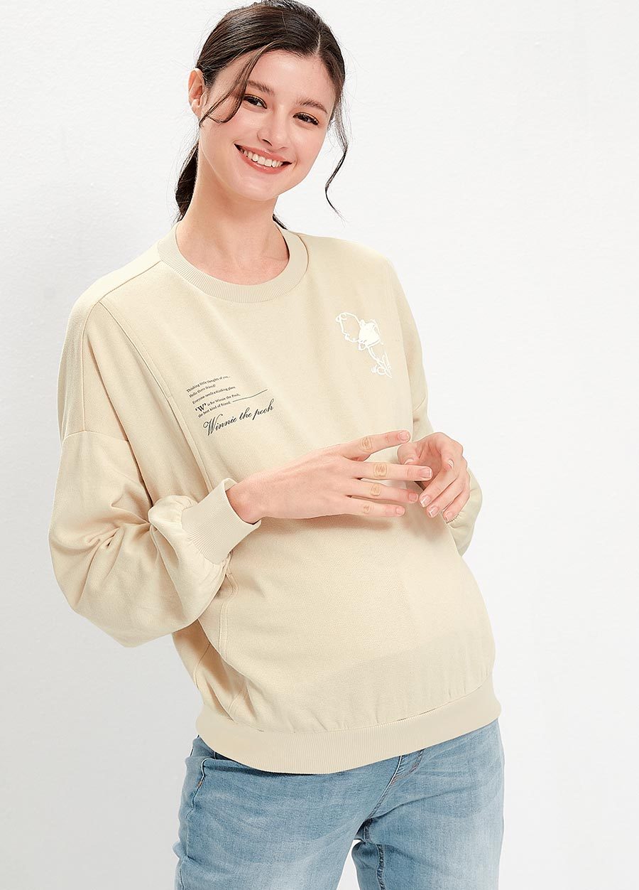 迪士尼維尼寬版泡泡袖孕哺上衣