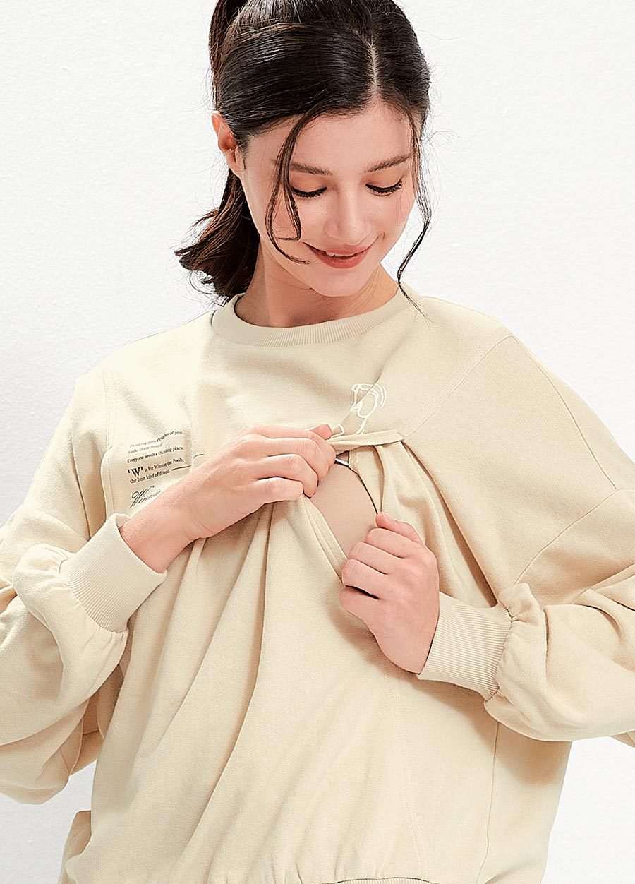 迪士尼維尼寬版泡泡袖孕哺上衣