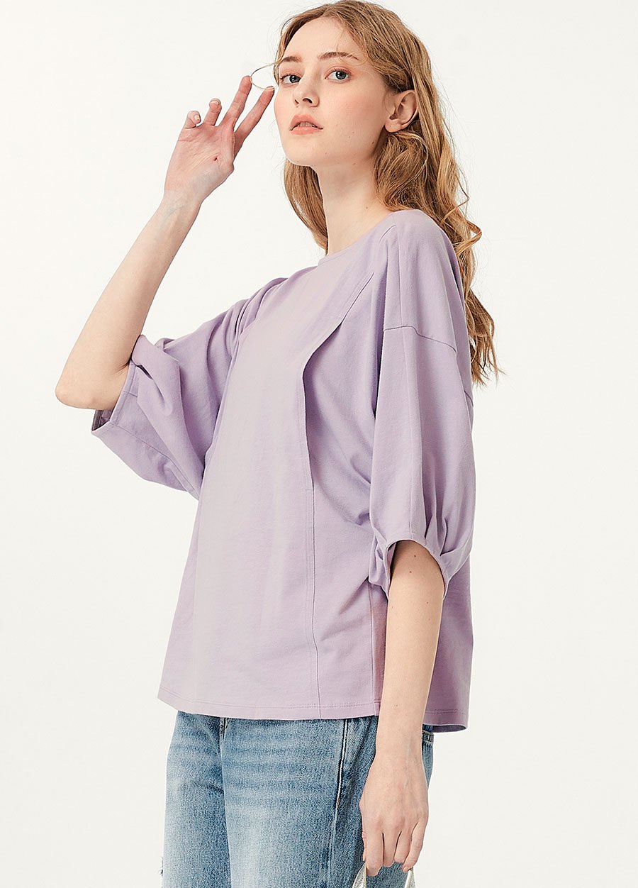 純棉泡泡袖孕哺上衣