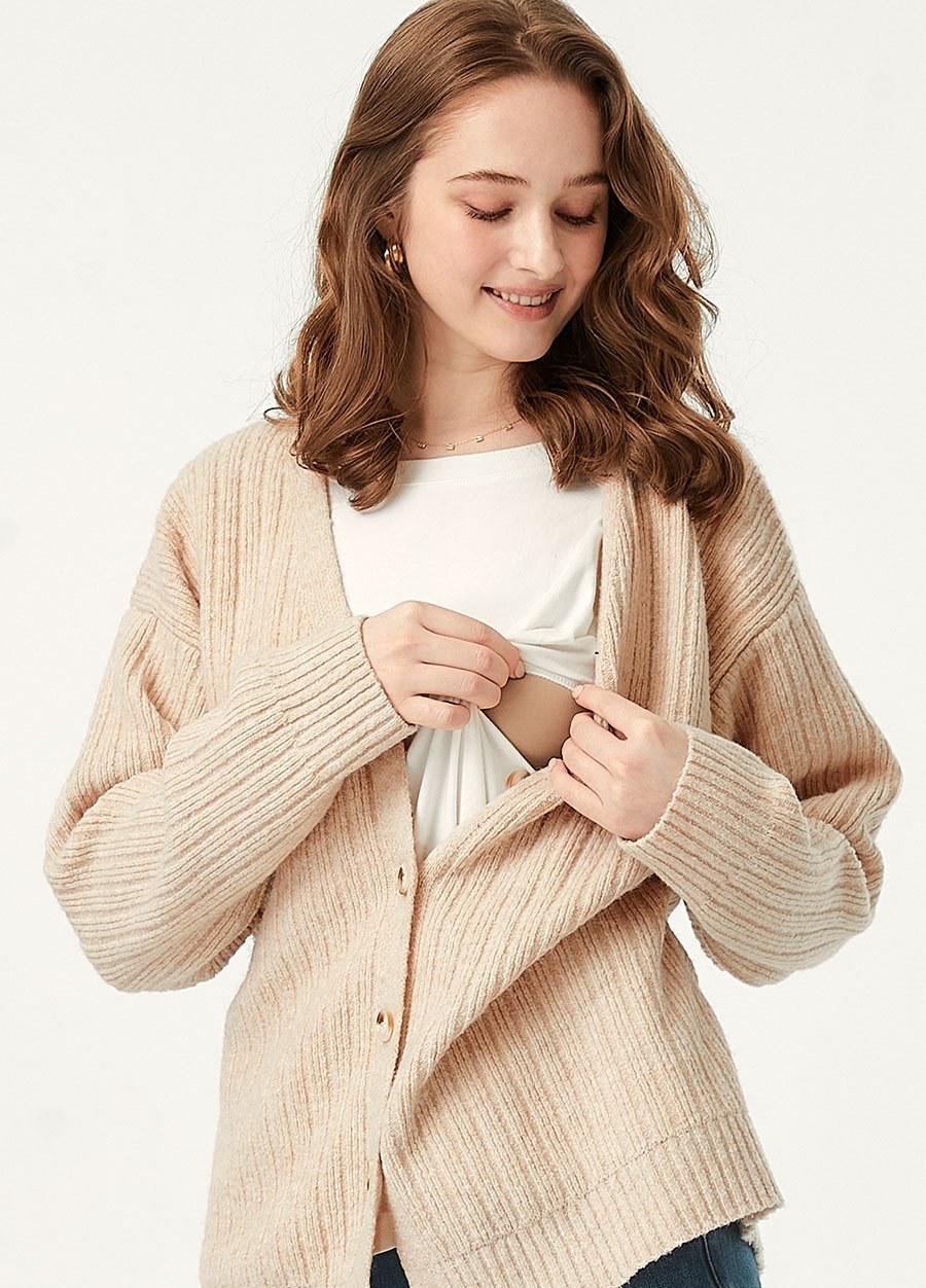 V領開襟孕哺針織衫(兩穿)