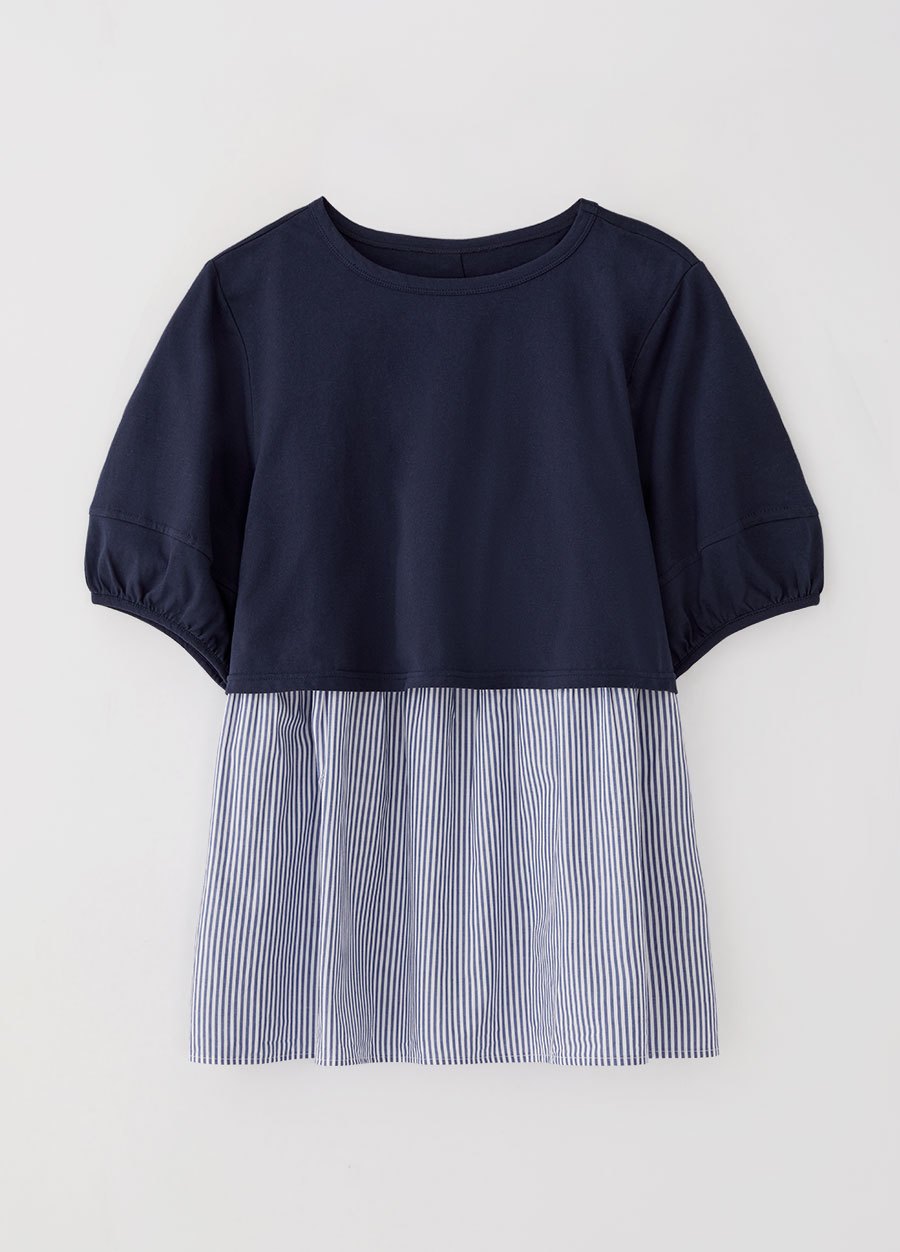 異材質拼接傘襬孕哺上衣