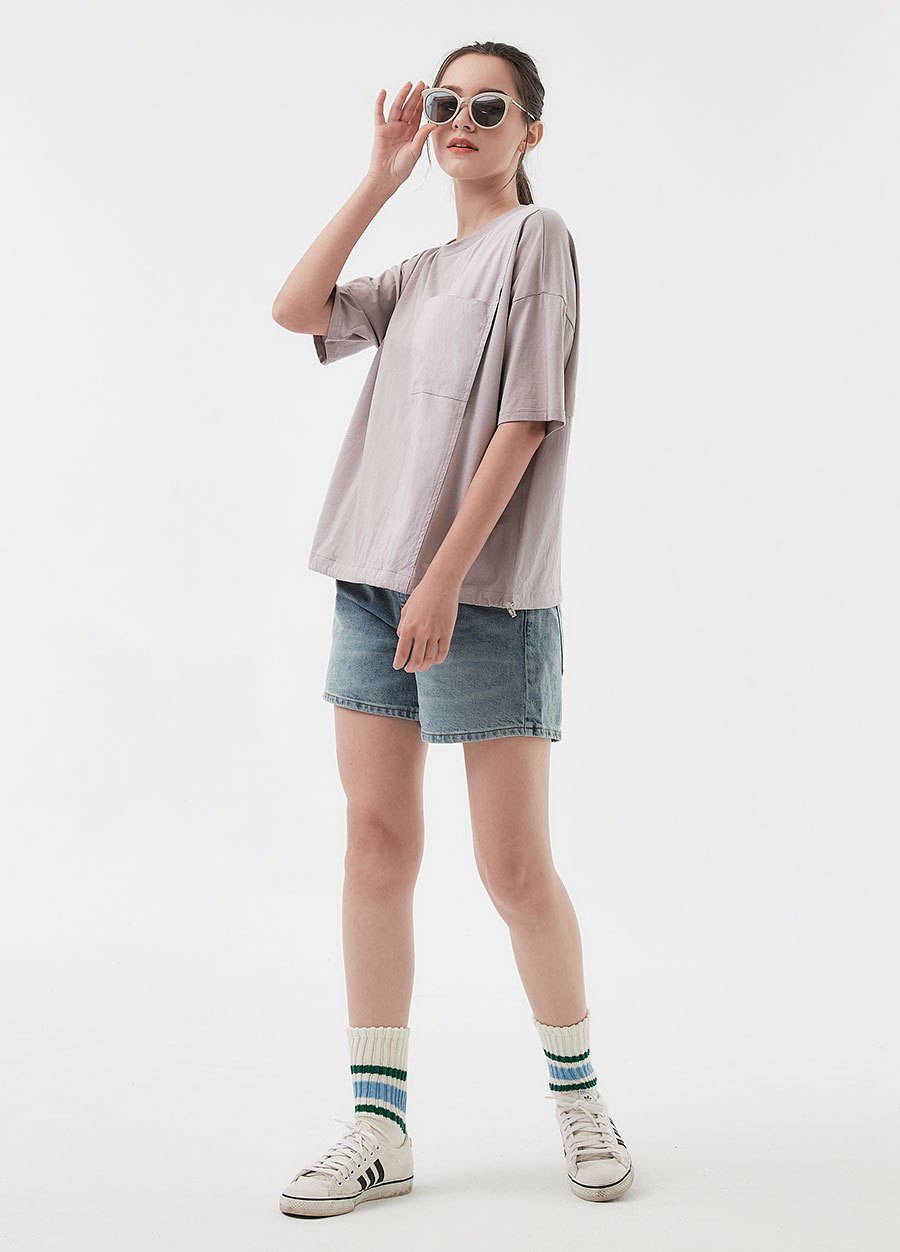 異材質拼接口袋上衣