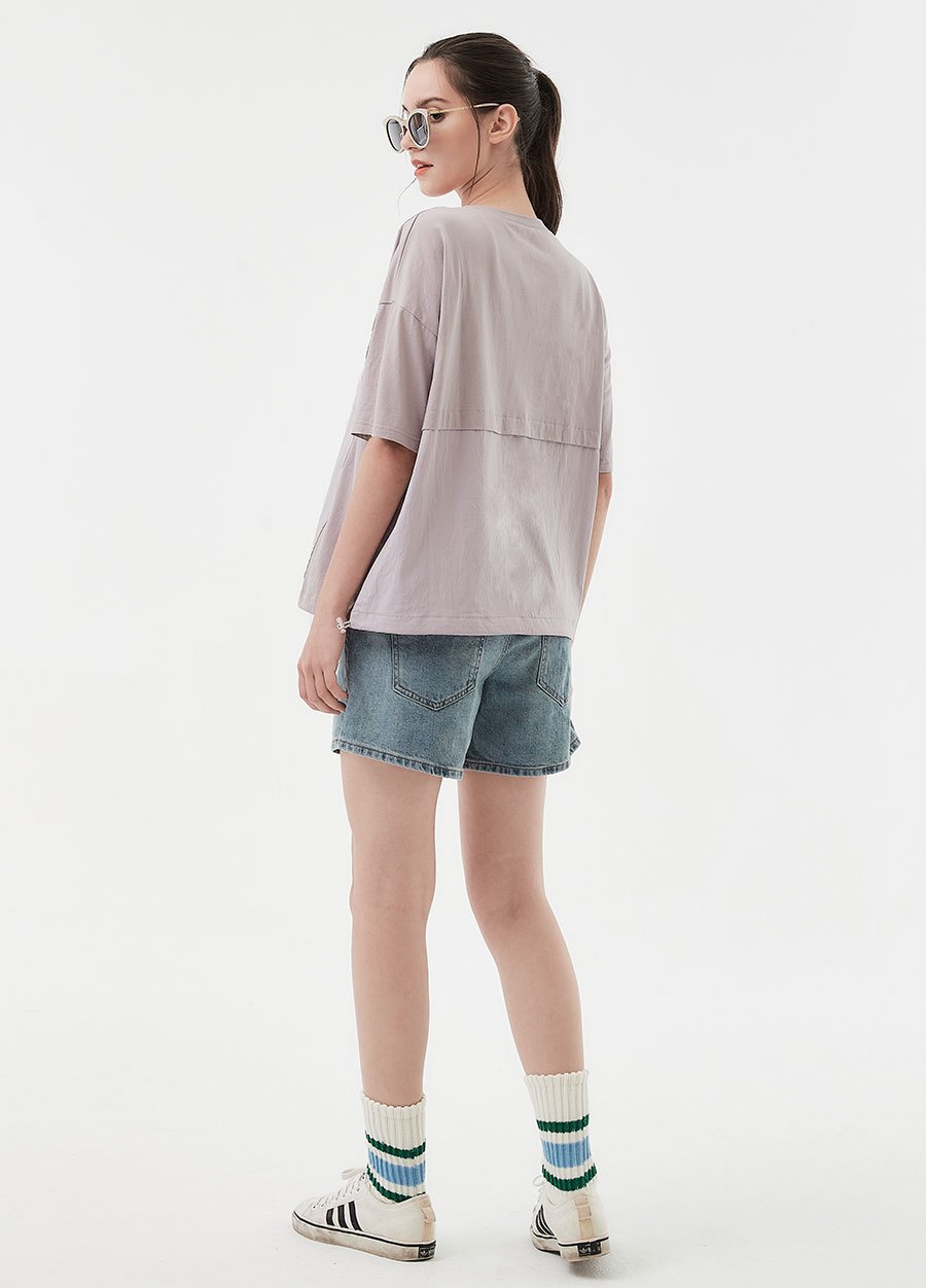 異材質拼接口袋上衣