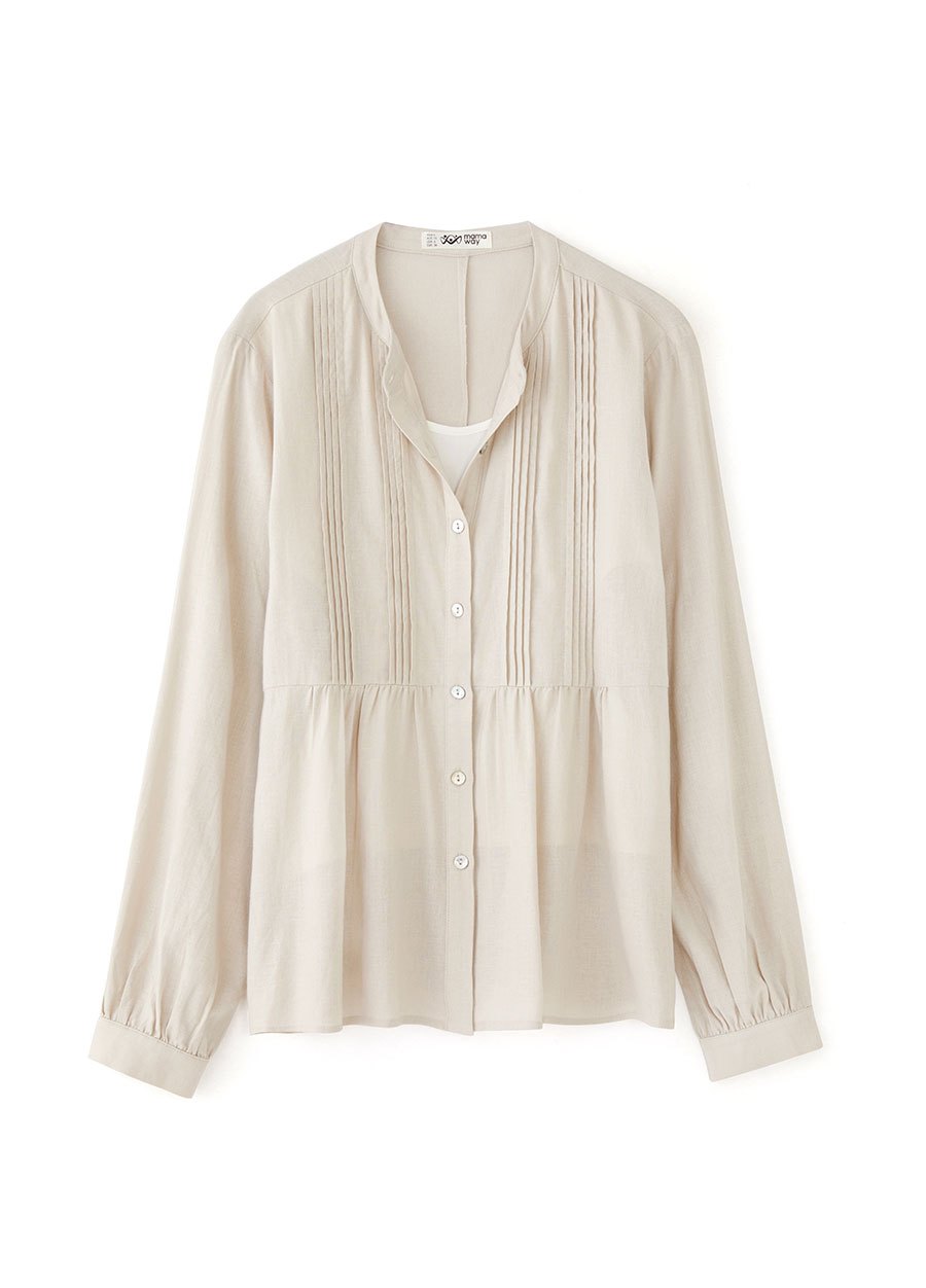 氣質壓褶剪接孕哺襯衫(兩穿)