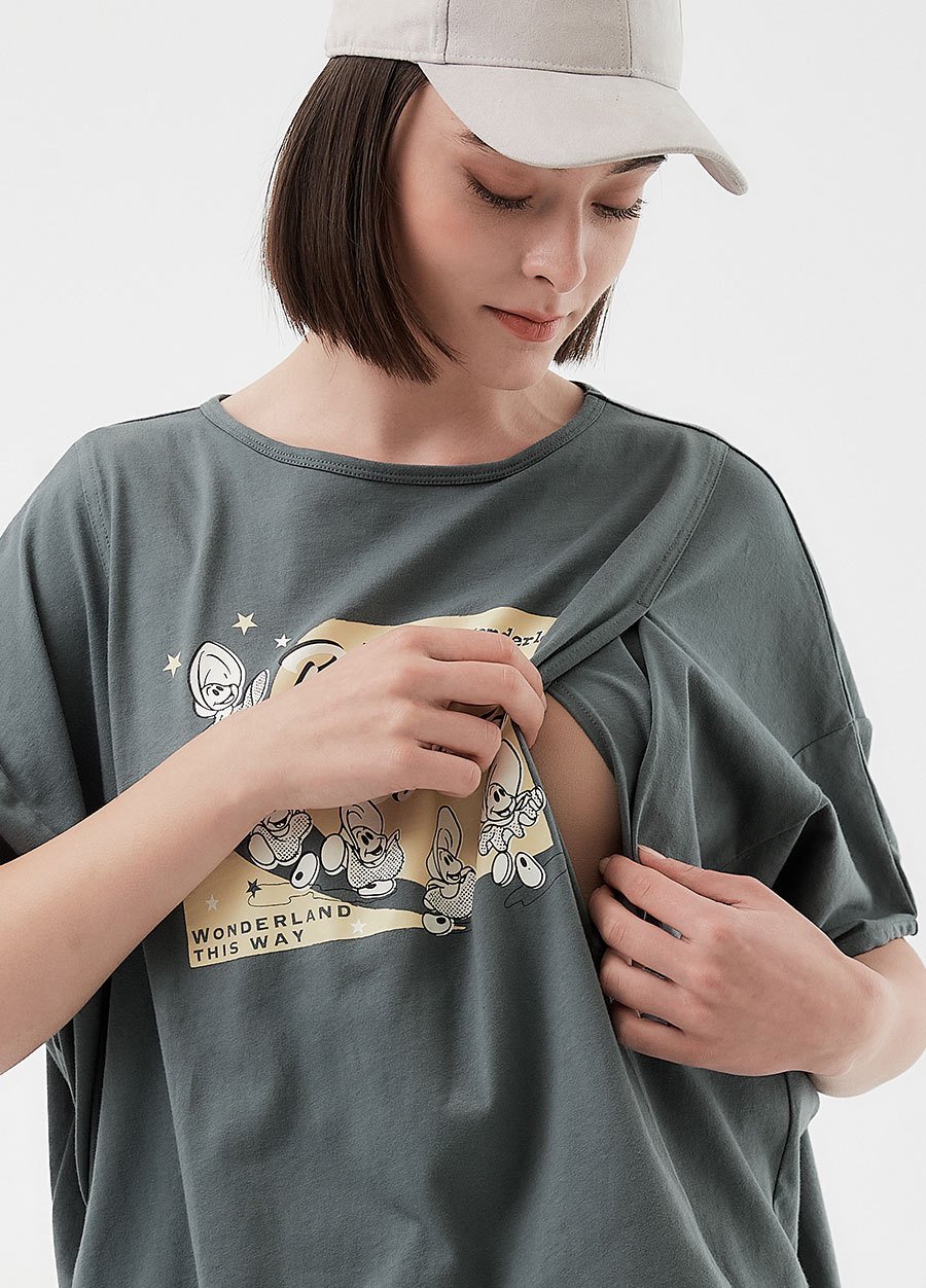 迪士尼愛麗絲夢遊仙境寬鬆孕哺上衣