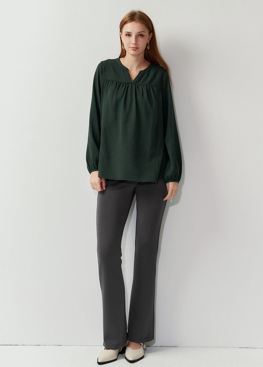 小V領細褶孕哺上衣