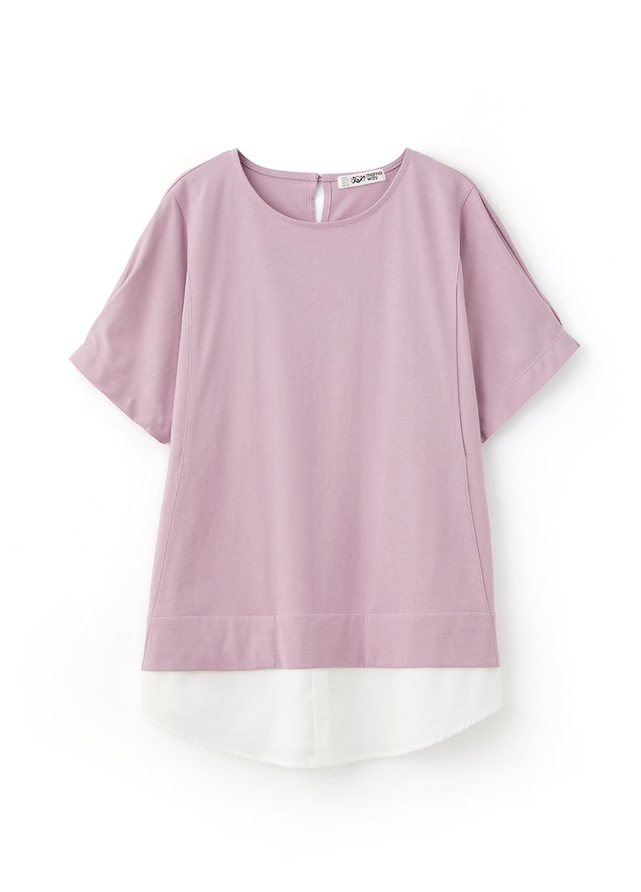 棉質假兩件孕哺上衣