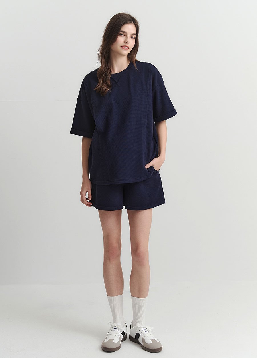 華夫格休閒寬版孕哺上衣