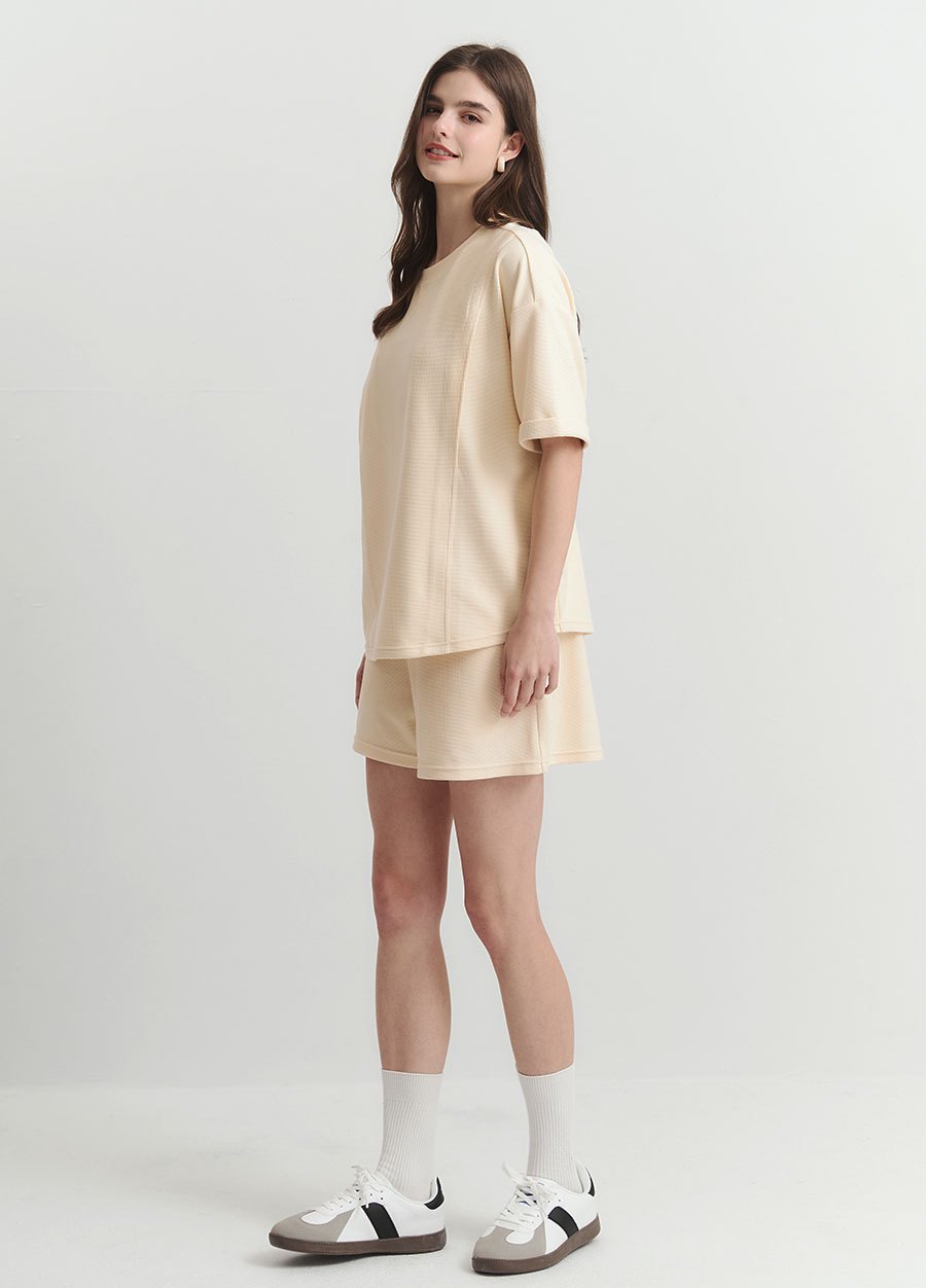 華夫格休閒寬版孕哺上衣