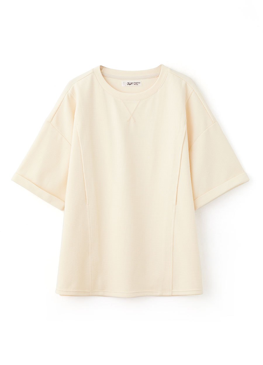 華夫格休閒寬版孕哺上衣