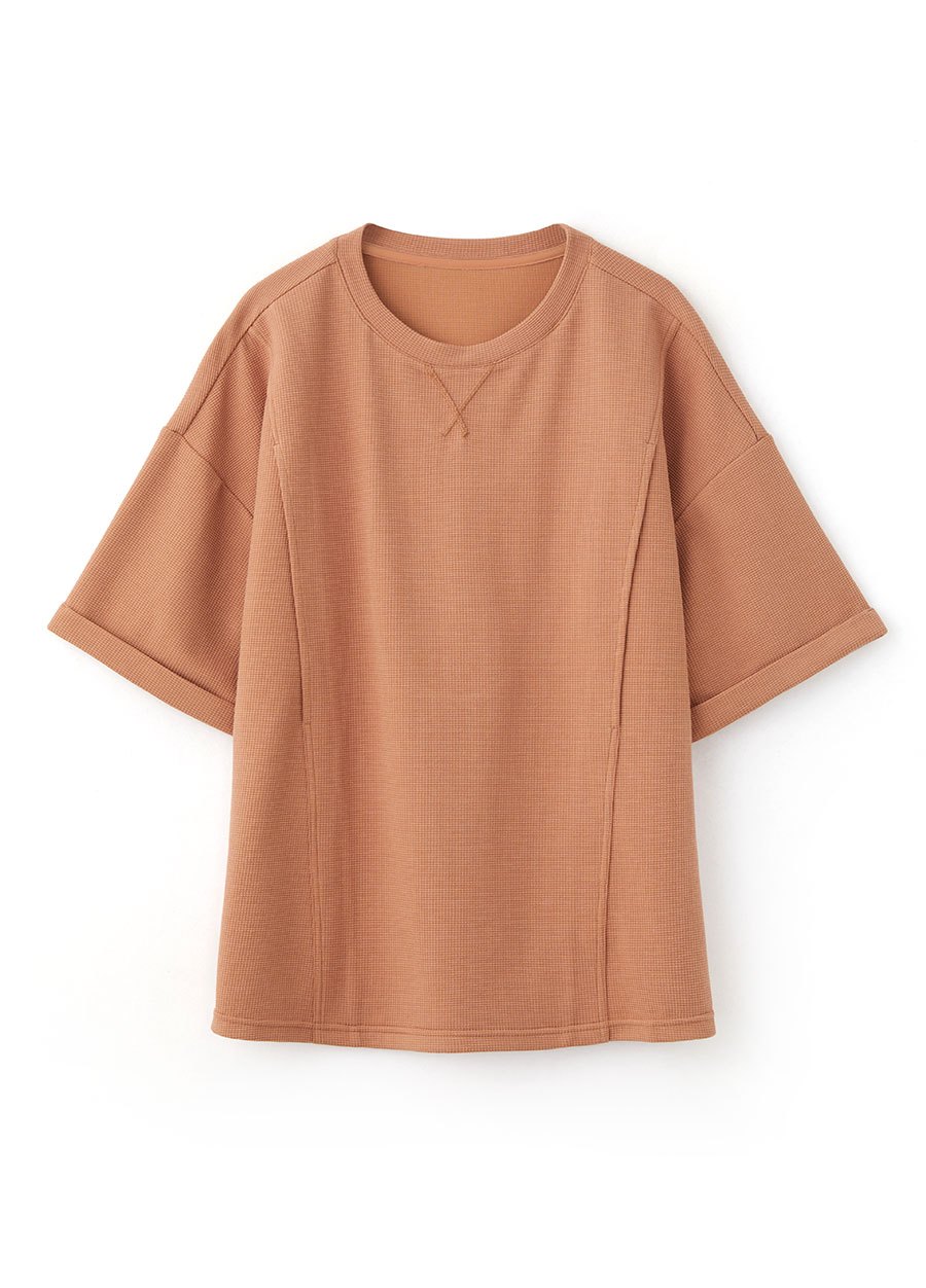 華夫格休閒寬版孕哺上衣