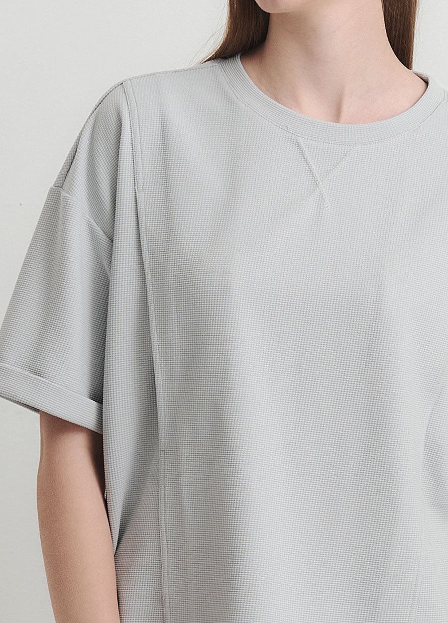 華夫格休閒寬版孕哺上衣