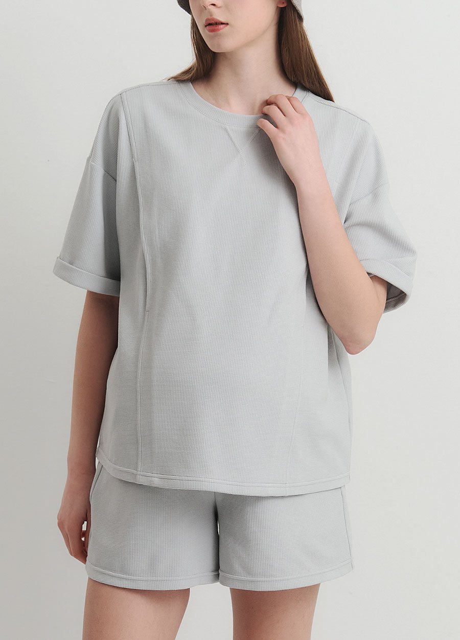 華夫格休閒寬版孕哺上衣