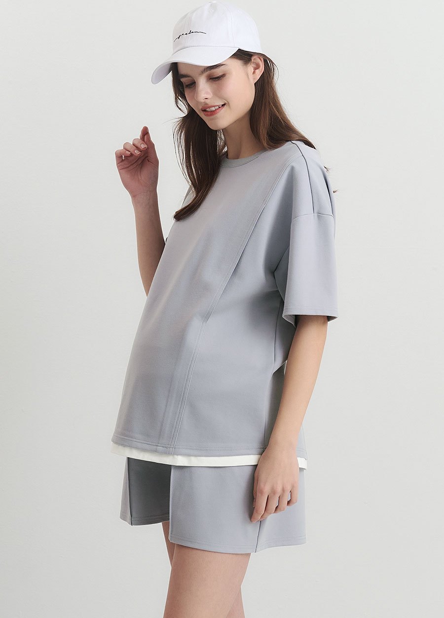 涼感休閒寬版孕哺上衣