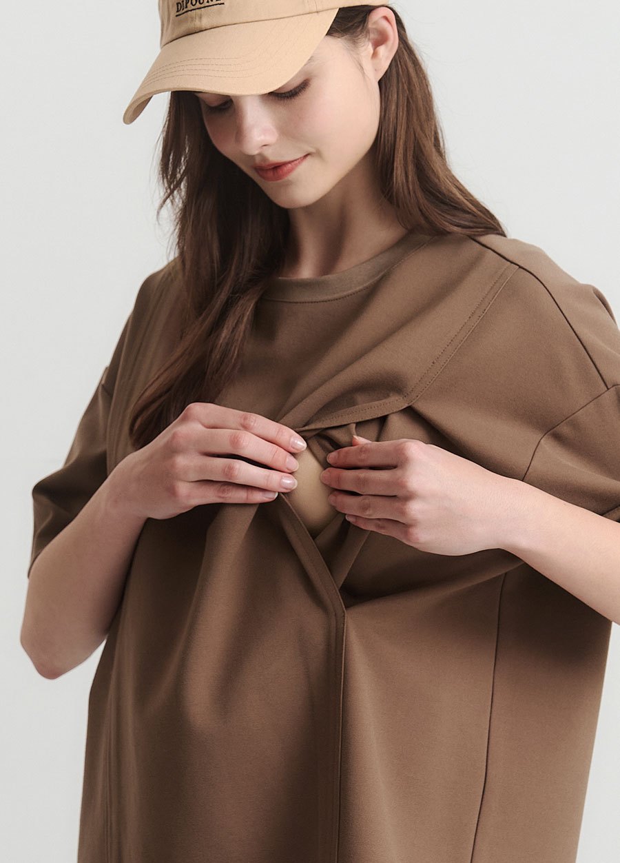 涼感休閒寬版孕哺上衣