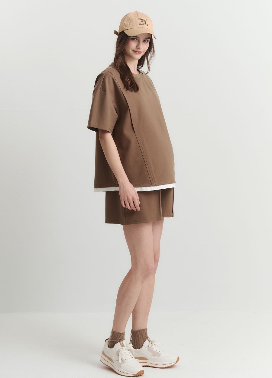 涼感休閒寬版孕哺上衣