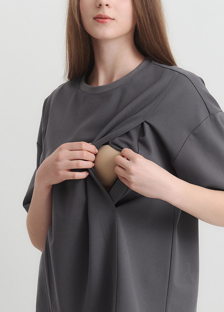 涼感休閒寬版孕哺上衣