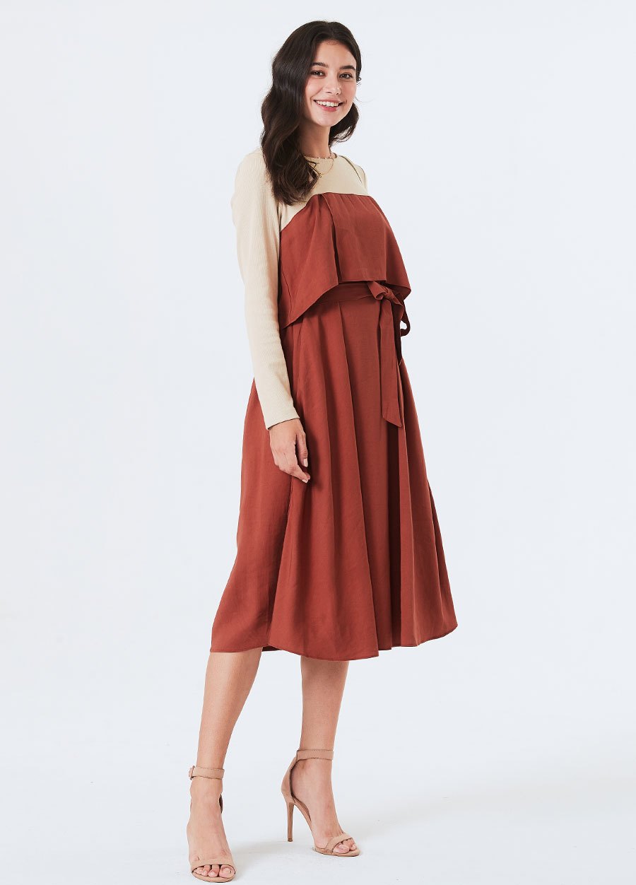 拼接綁帶孕哺洋裝