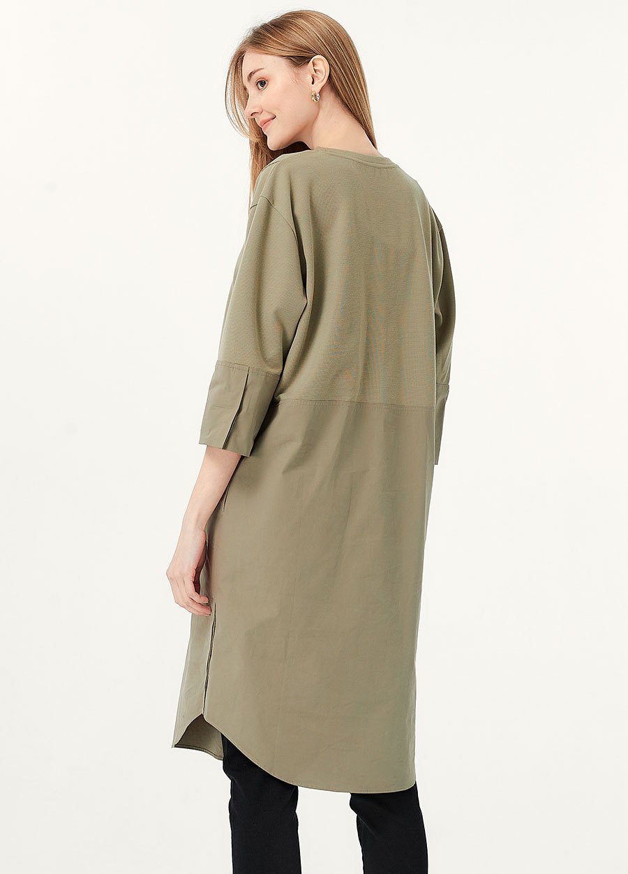 異材質拼接孕哺洋裝