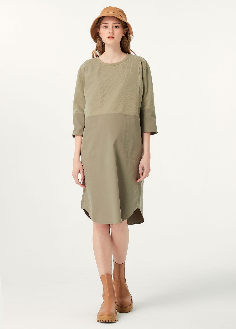 異材質拼接孕哺洋裝