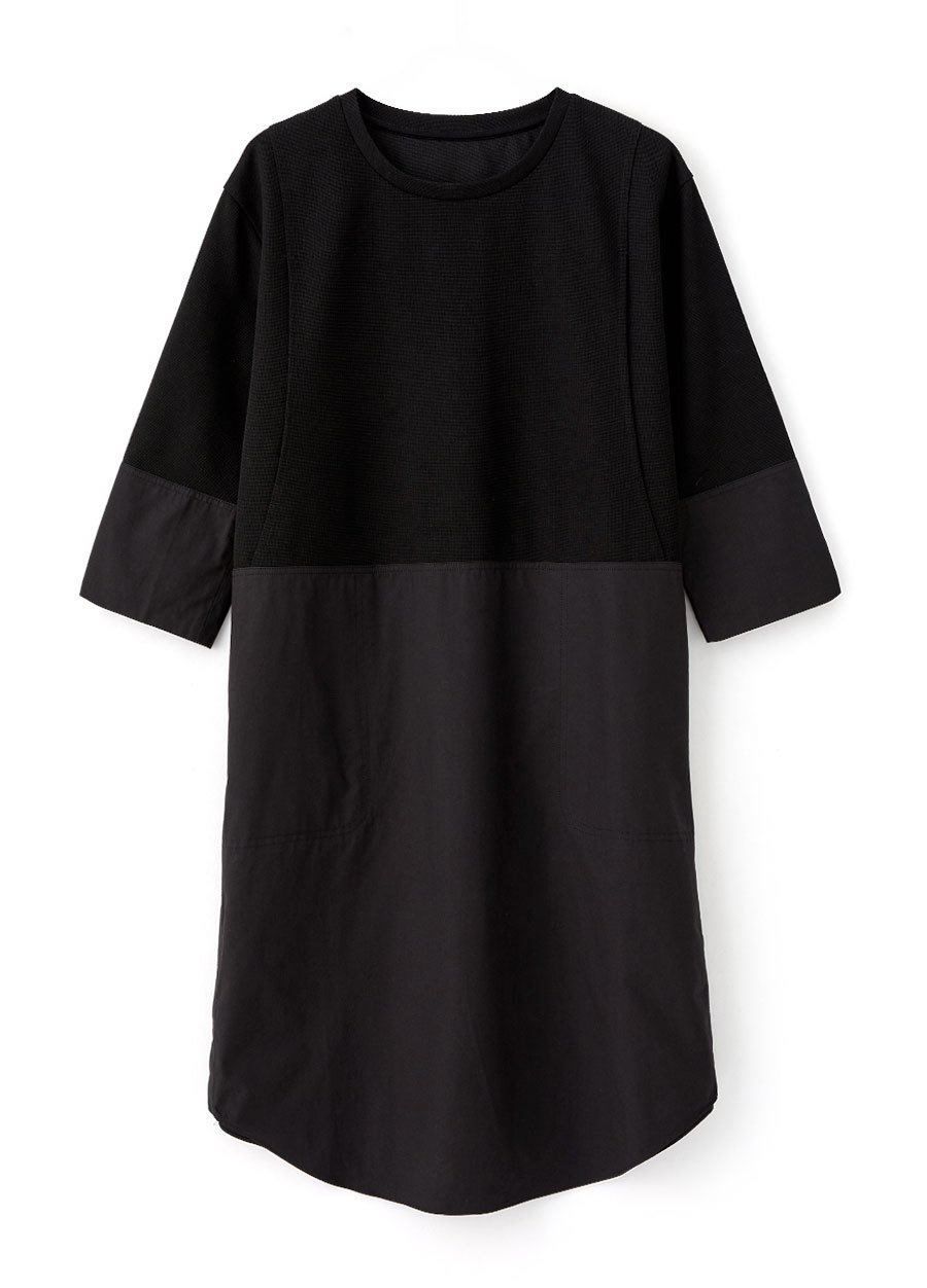 異材質拼接孕哺洋裝