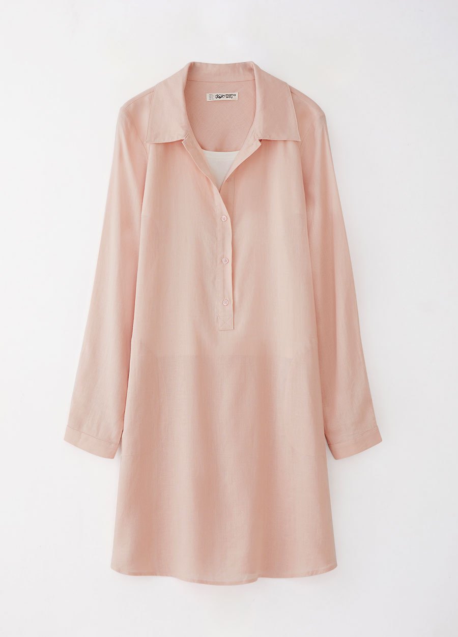 簡約亞麻襯衫孕哺洋裝