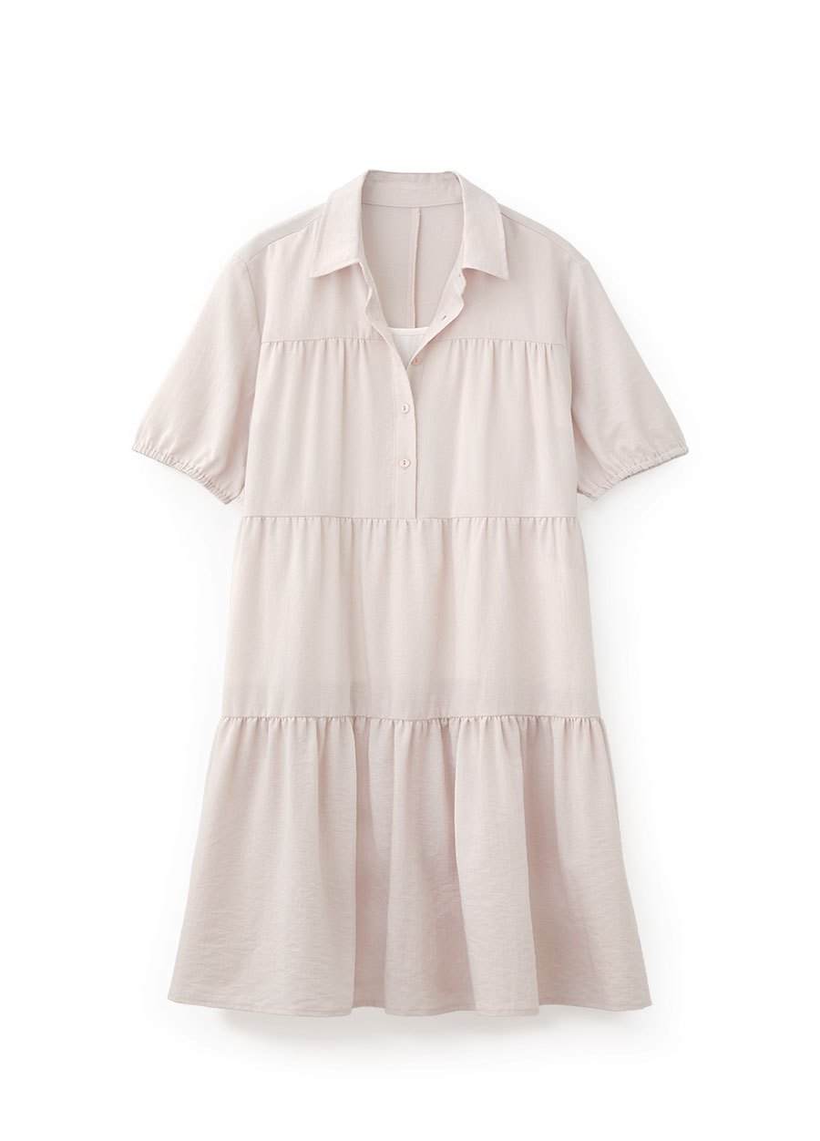 襯衫領蛋糕裙孕哺洋裝