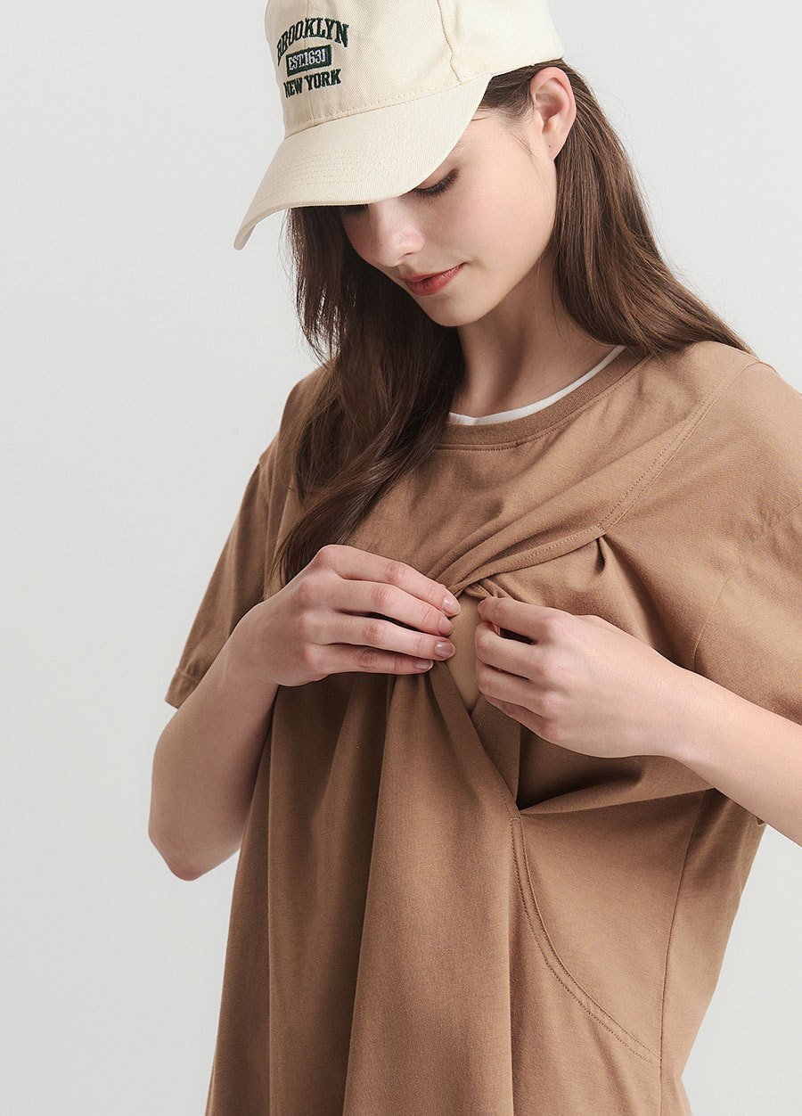 棉質假兩件孕哺洋裝