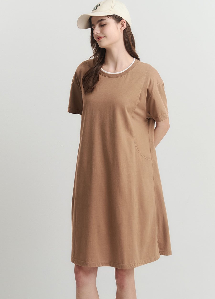 棉質假兩件孕哺洋裝