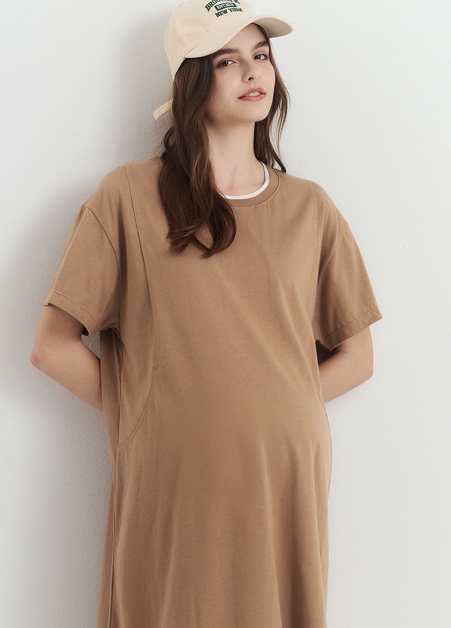 棉質假兩件孕哺洋裝