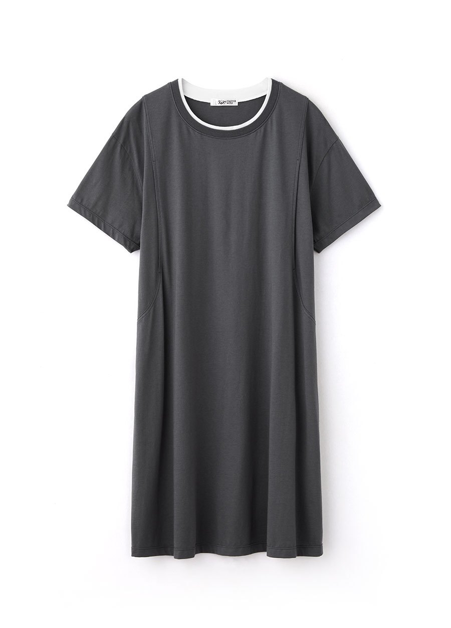 棉質假兩件孕哺洋裝